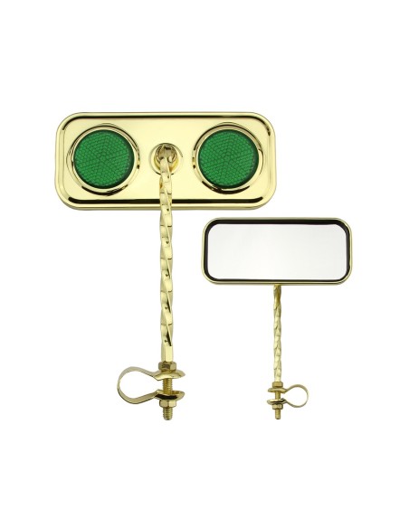 Rectangle Square Twisted Mirror Gold Green Reflectors.